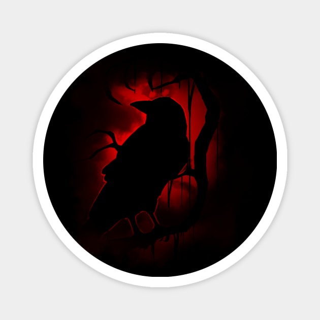 Blood Moon Raven's Night Magnet by Ink Raven